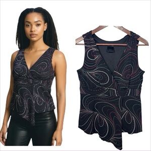 VTG Y2K Babydoll‎ Top Pleated Asymmetrical Fairy Grunge Boho Hippie Festival M